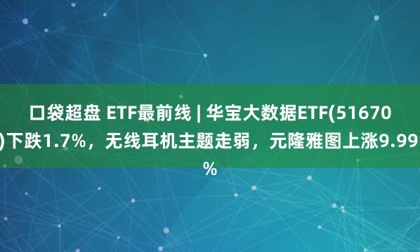 口袋超盘 ETF最前线 | 华宝大数据ETF(516700)下跌1.7%，无线耳机主题走弱，元隆雅图上涨9.99%