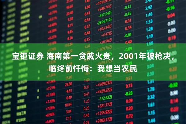 宝钜证券 海南第一贪戚火贵，2001年被枪决，临终前忏悔：我想当农民